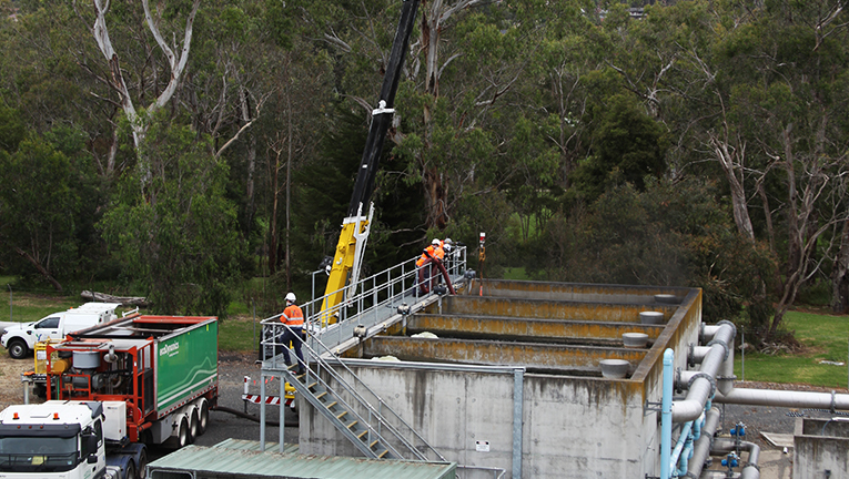 A filter at a wastewater treatment plant managed on behalf of client, Yarra Valley Water
